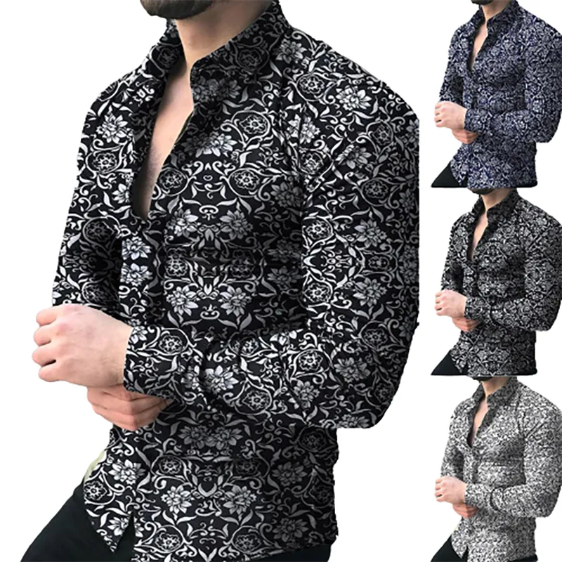 Funki Buys | Shirts | Men's Long Sleeve SlimFit Floral Dress Shirt