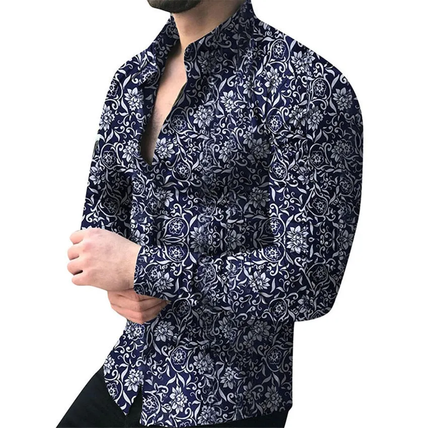 Funki Buys | Shirts | Men's Long Sleeve SlimFit Floral Dress Shirt