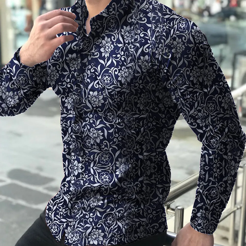 Funki Buys | Shirts | Men's Long Sleeve SlimFit Floral Dress Shirt