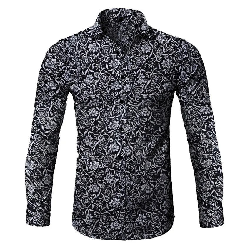 Funki Buys | Shirts | Men's Long Sleeve SlimFit Floral Dress Shirt