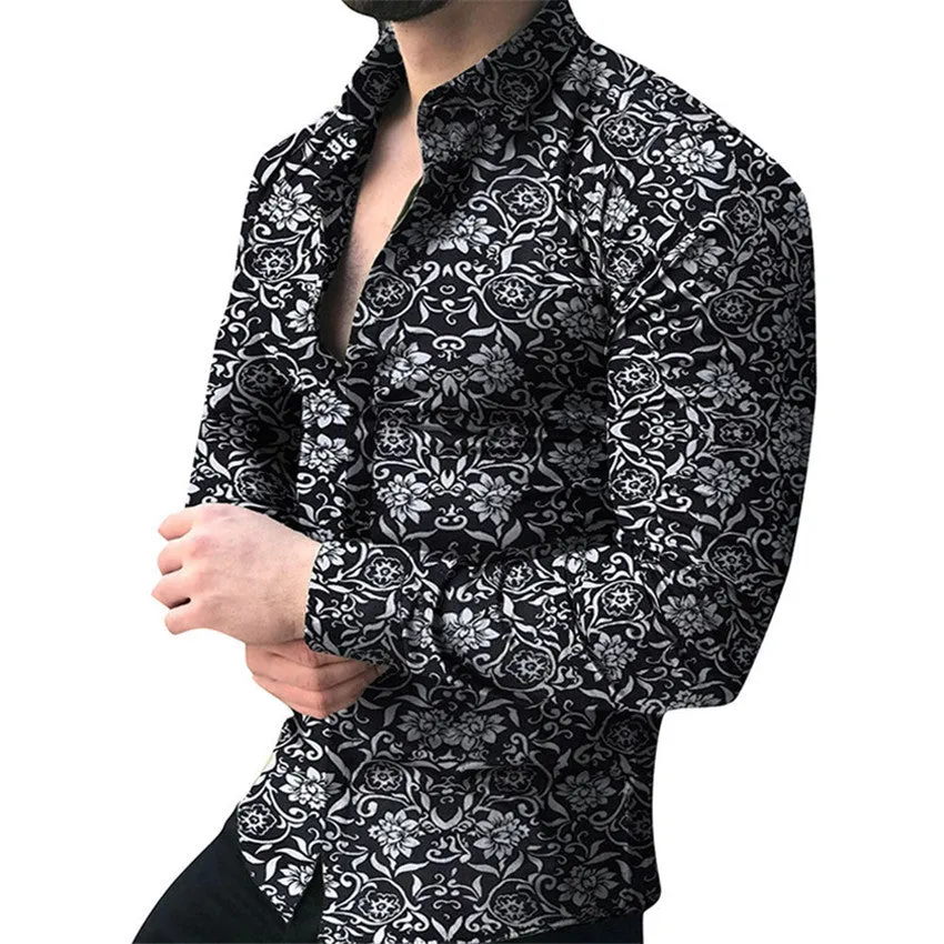 Funki Buys | Shirts | Men's Long Sleeve SlimFit Floral Dress Shirt