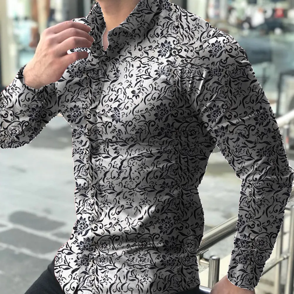 Funki Buys | Shirts | Men's Long Sleeve SlimFit Floral Dress Shirt