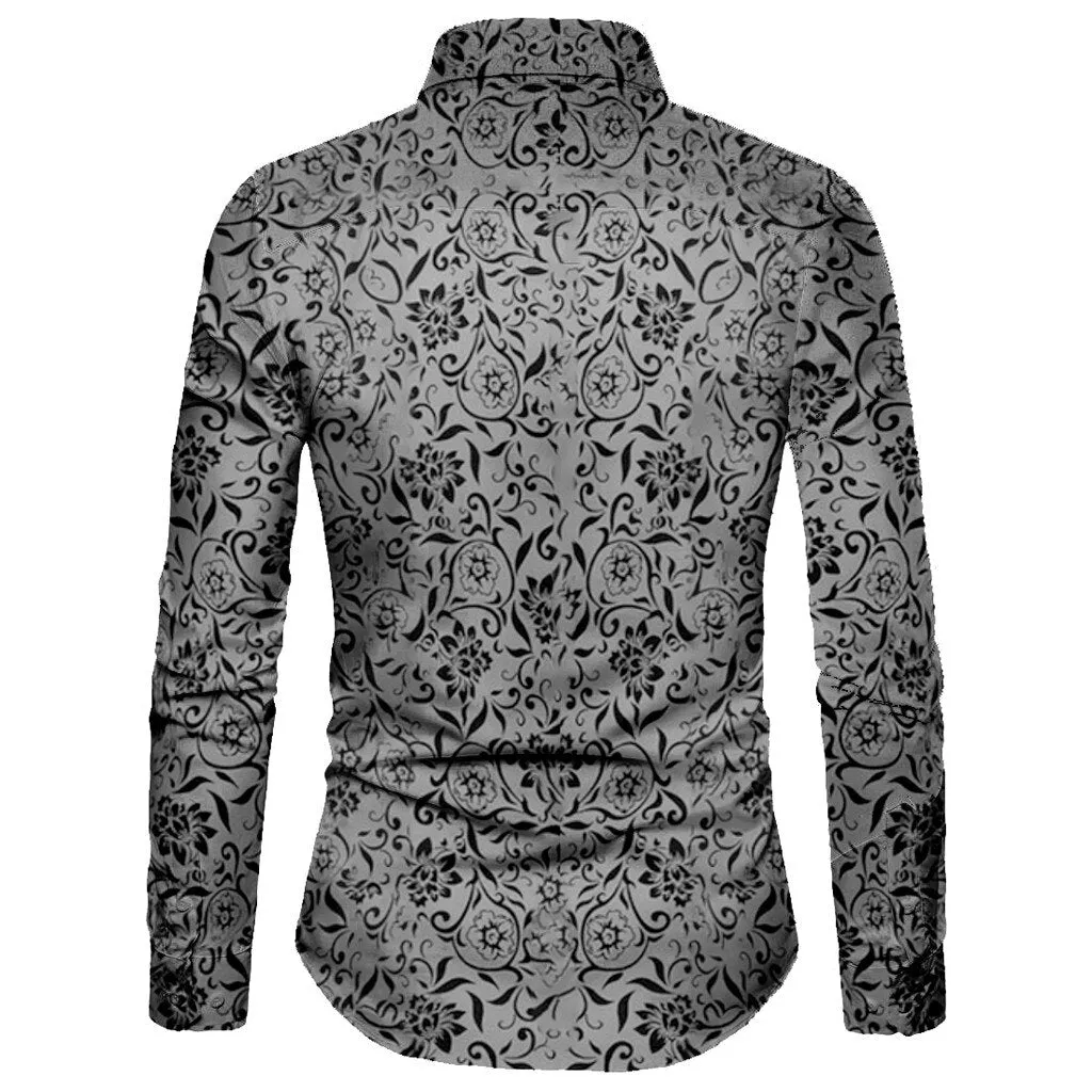 Funki Buys | Shirts | Men's Long Sleeve SlimFit Floral Dress Shirt