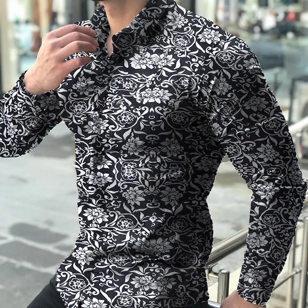 Funki Buys | Shirts | Men's Long Sleeve SlimFit Floral Dress Shirt