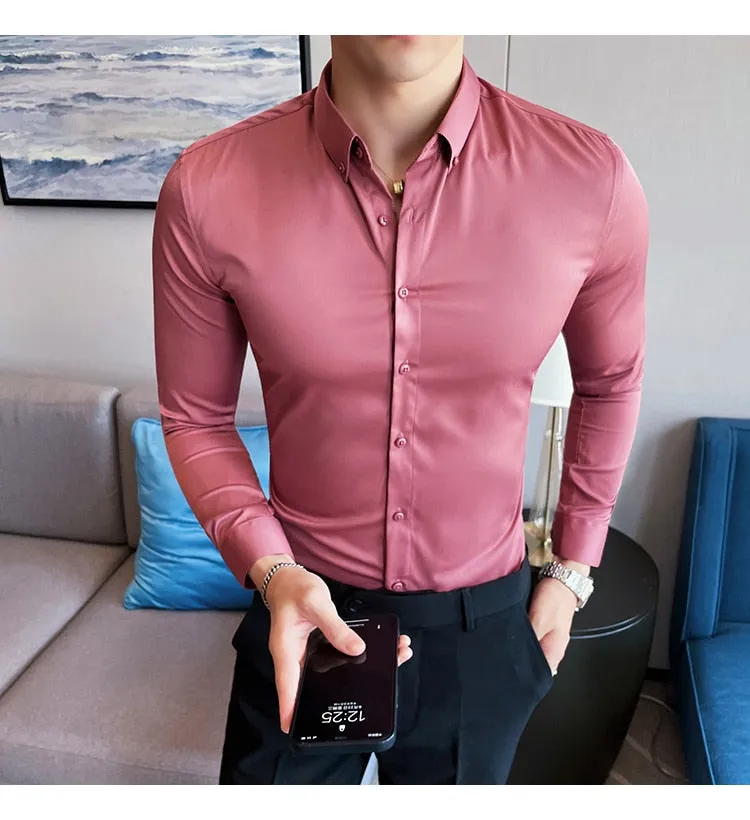 Funki Buys | Shirts | Men's Slim Fit British Style Dress Shirt 7XL