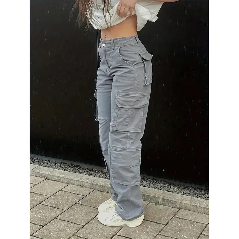 Girlary-shop masc outfits Cargo Pants Multi-Pocket Straight Casual Pants Loose Baggy Street Women's Jeans