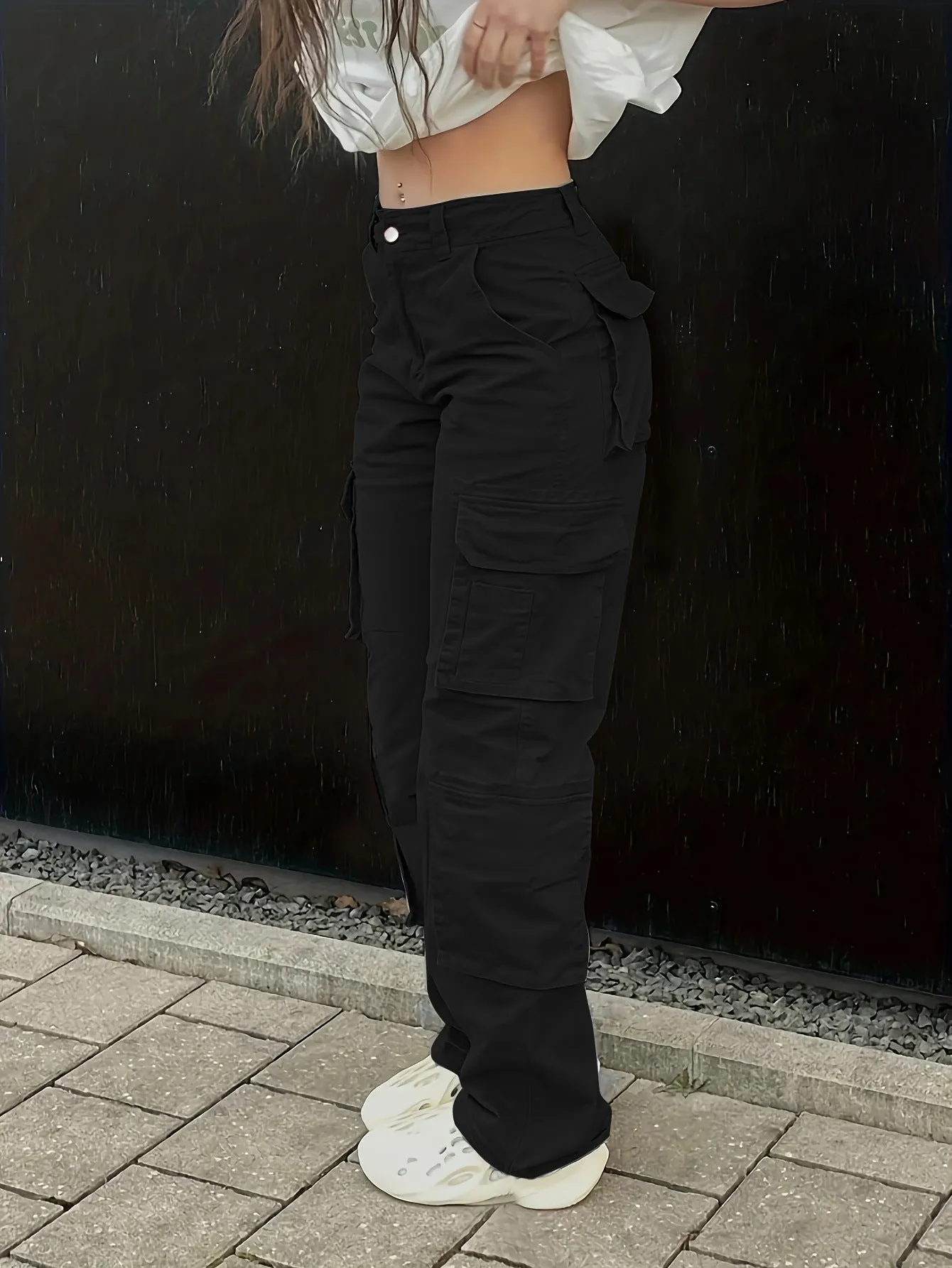 Girlary-shop masc outfits Cargo Pants Multi-Pocket Straight Casual Pants Loose Baggy Street Women's Jeans