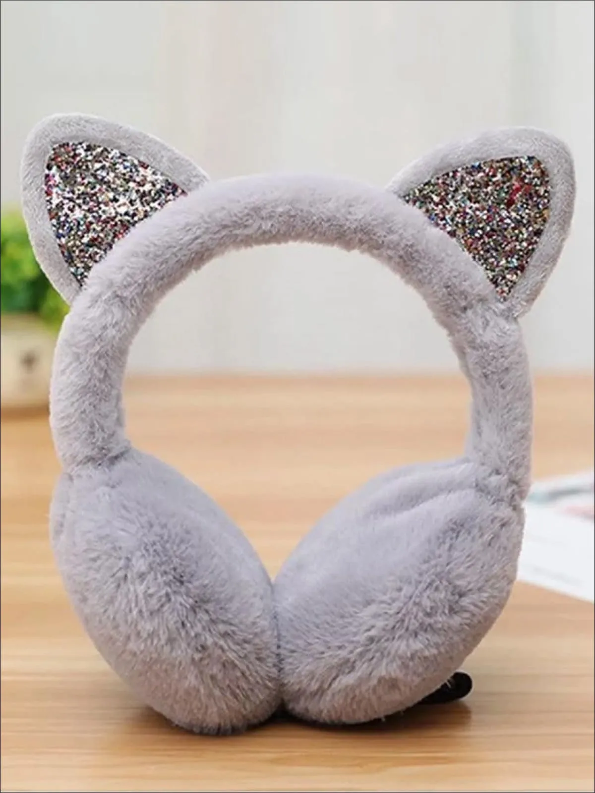 Girls Plush Glitter Cat Ear Earmuffs (5 Color Options)