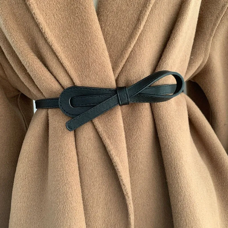 High-Grade Soft Vegan Leather Bowknot Dress Belts