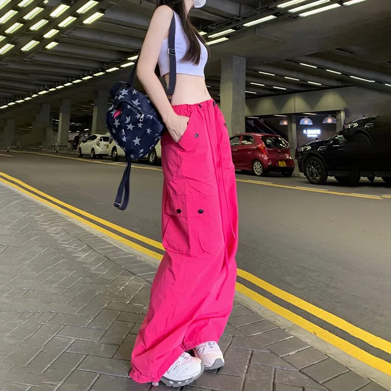 Hot Pink Y2K Cargo Pants for Women