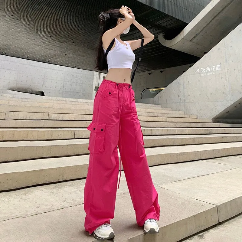 Hot Pink Y2K Cargo Pants for Women