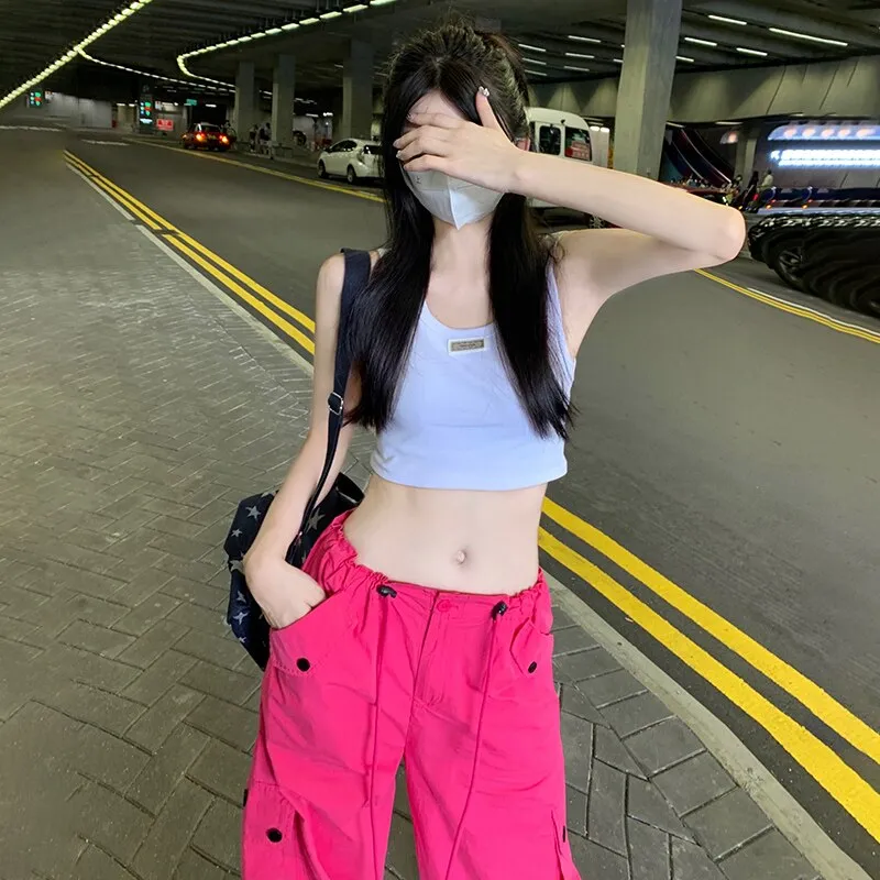 Hot Pink Y2K Cargo Pants for Women