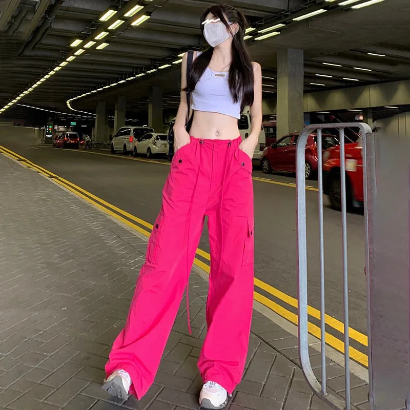 Hot Pink Y2K Cargo Pants for Women