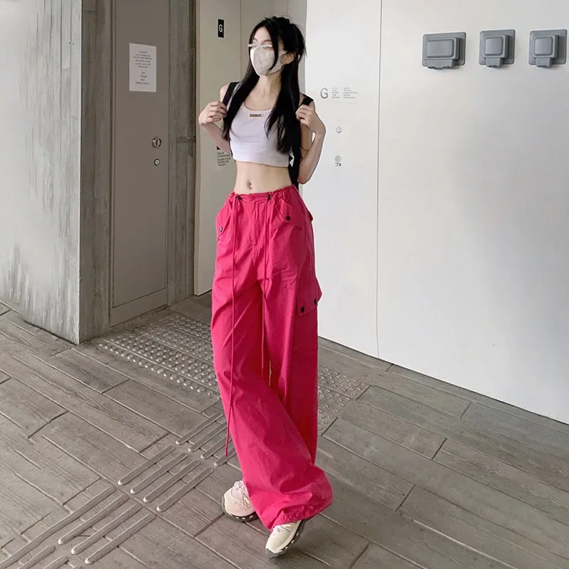 Hot Pink Y2K Cargo Pants for Women