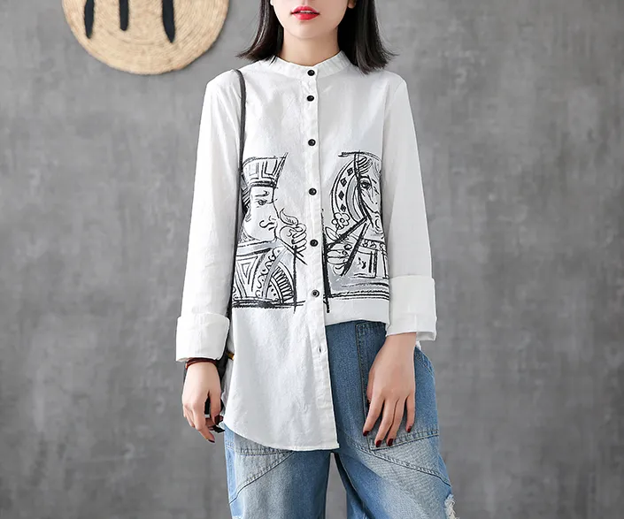 Length Sleeve Summer Women Casual Blouse Cotton Linen Shirts Tops DZA2006135