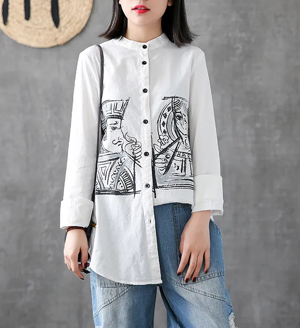 Length Sleeve Summer Women Casual Blouse Cotton Linen Shirts Tops DZA2006135