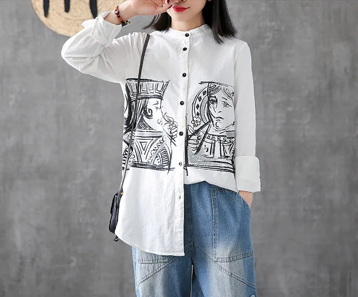 Length Sleeve Summer Women Casual Blouse Cotton Linen Shirts Tops DZA2006135