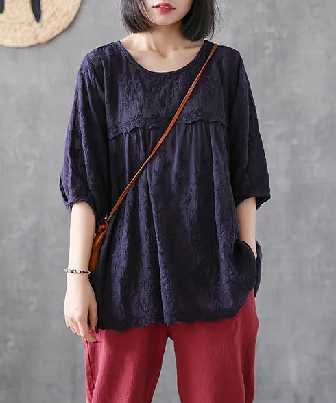 Length Sleeve Summer Women Casual Blouse Cotton Linen Shirts  Women Tops DZA2005315