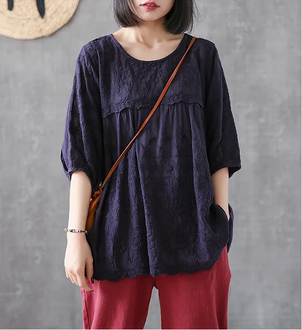 Length Sleeve Summer Women Casual Blouse Cotton Linen Shirts  Women Tops DZA2005315