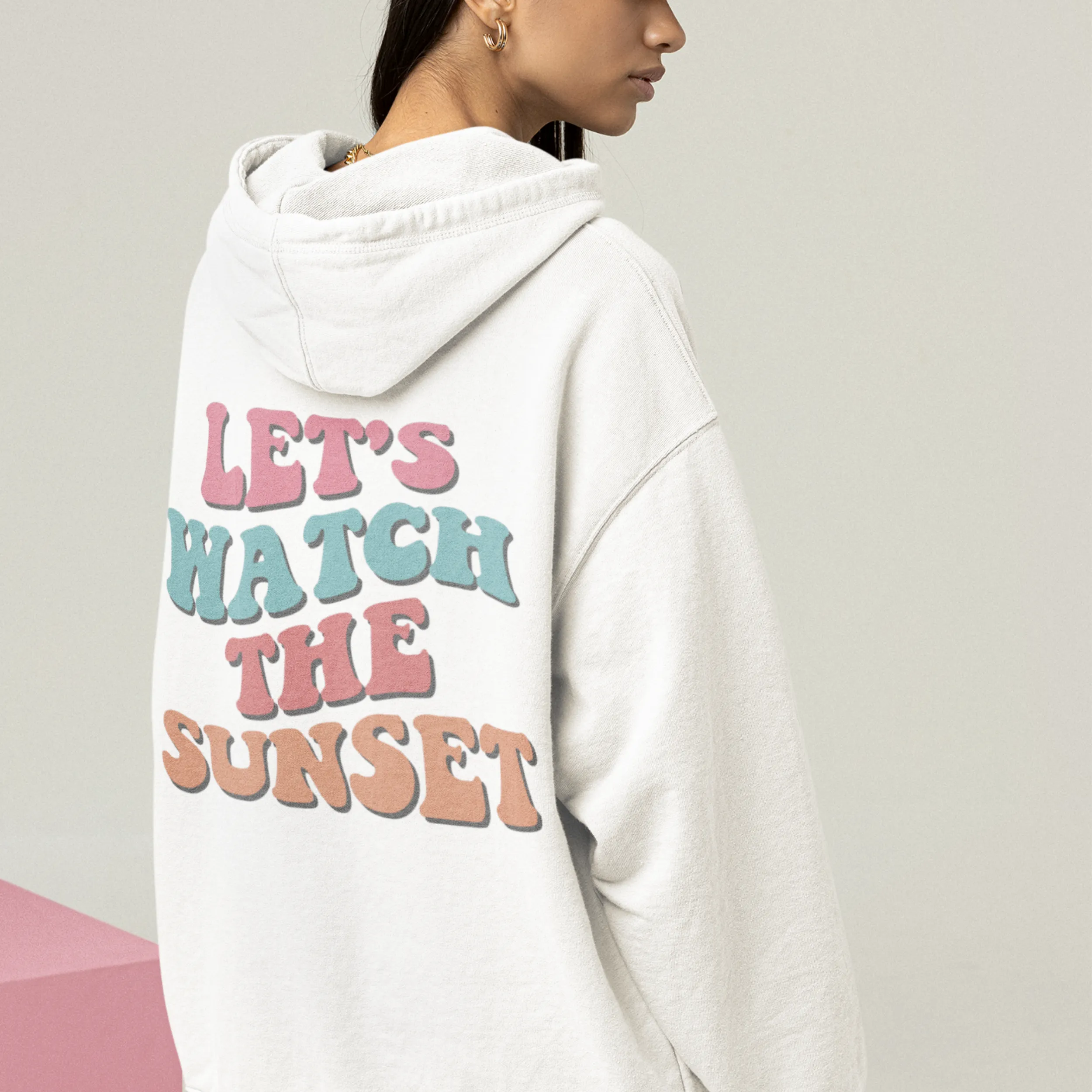 Let's Watch the Sunset Trendy Unisex Heavy Blend™ Hoodie or Crewneck Sweatshirt Women's Retro Vintage Design Great Gift Spring or Summer