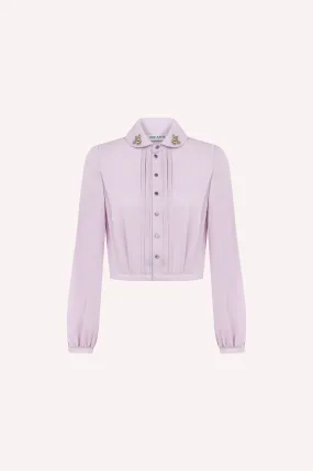 Lilac Embellished-Collar Blouse