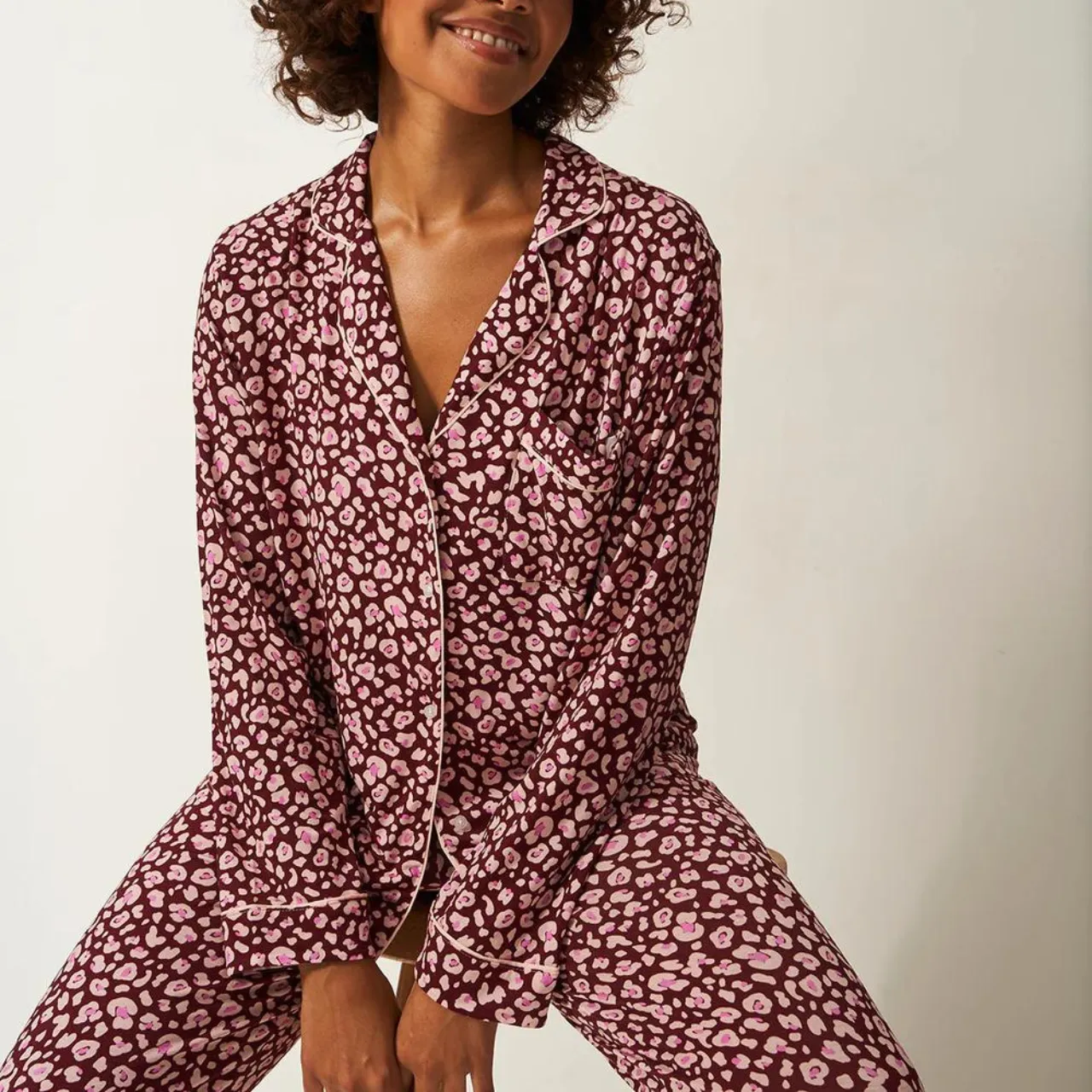 Long Pyjama Set - Rouge Leopard