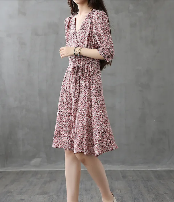 Long Sleeve Summer Spring Cotton Linen Women Dresses DZA206111