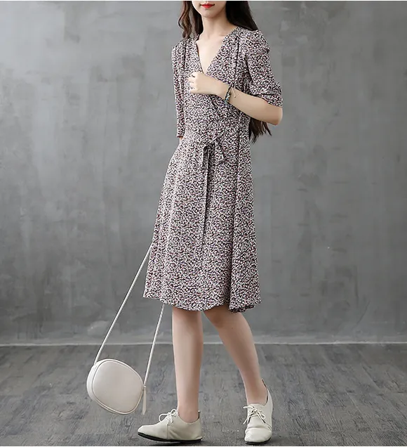 Long Sleeve Summer Spring Cotton Linen Women Dresses DZA206111