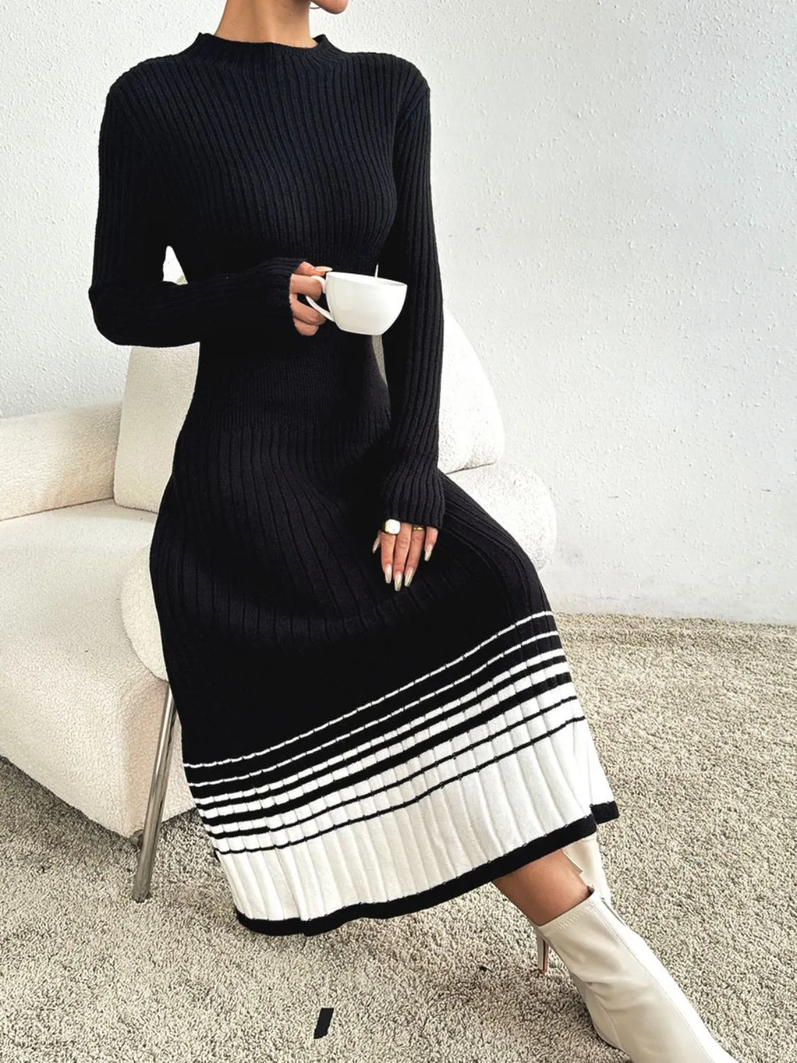 Long Sleeve Sweater Midi Dress