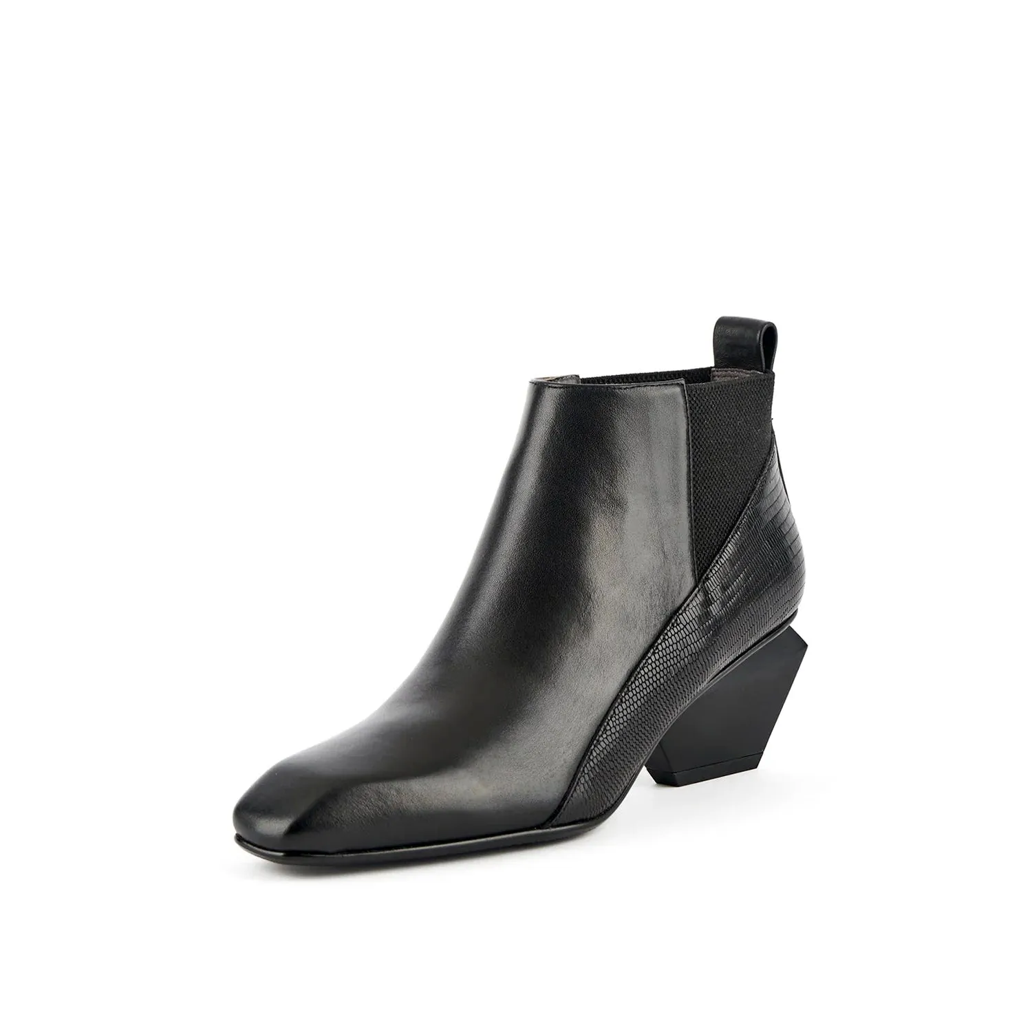 Low Ankle Textured Leather Boots