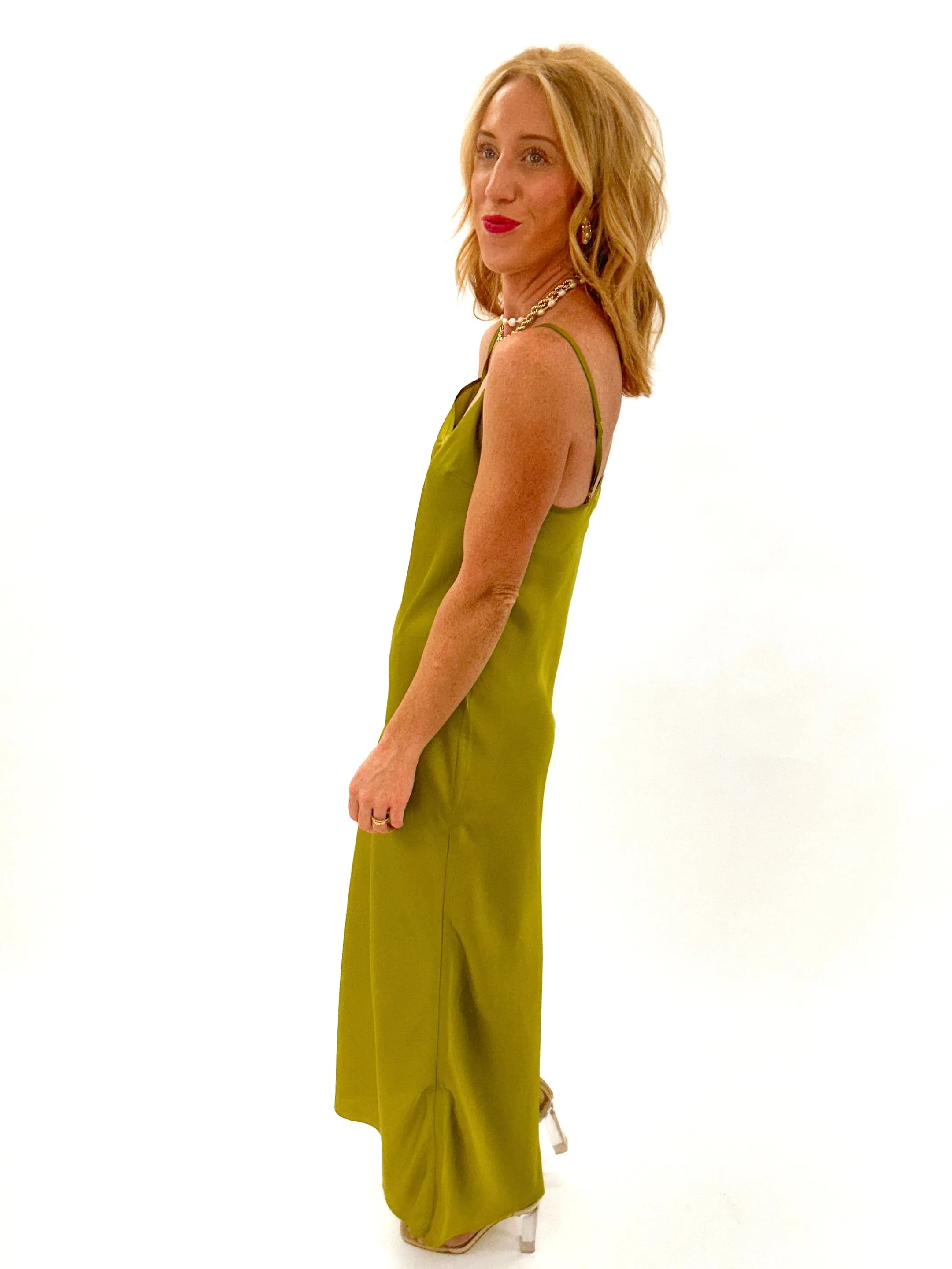 Lucy's Lime Green Zip Slip Dress