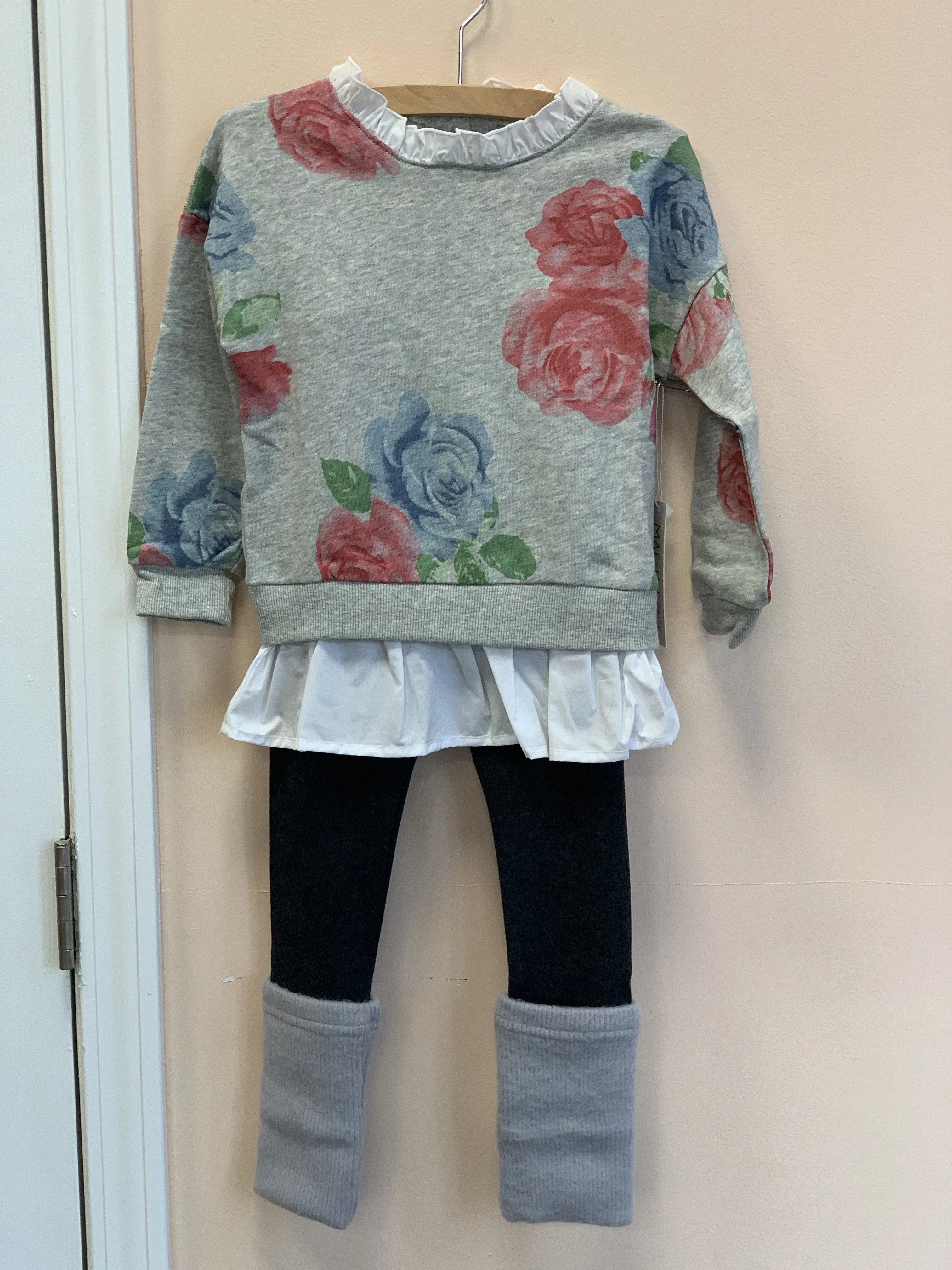 MaeLi Rose Grey Floral Sweatshirt