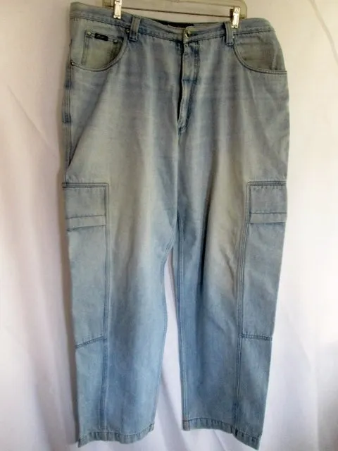 Mens KARL KANI JEANS Denim Dungarees PANTS BLUE 40X34 Hip Hop 1990s Cargo