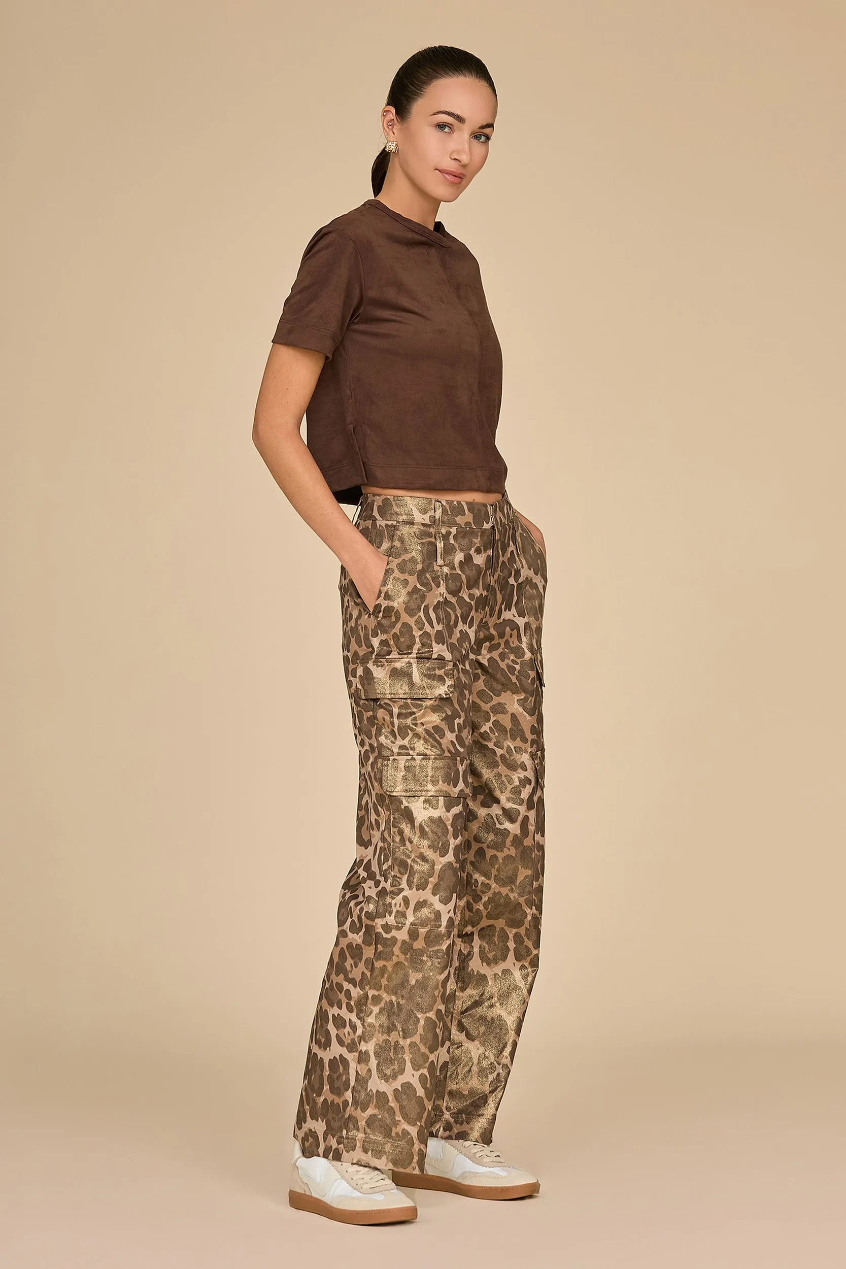 Milan Gold Dusted Cargo Pant - Leopard