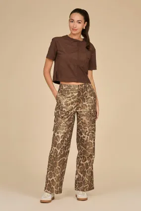 Milan Gold Dusted Cargo Pant - Leopard