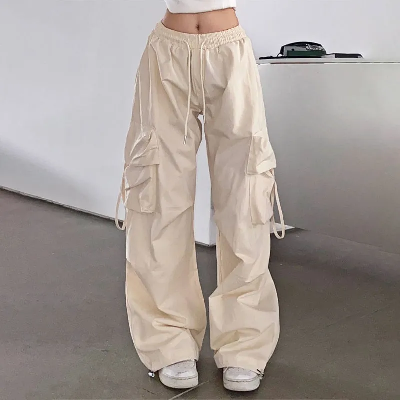 Minimalist Off White Y2K Cargo Pants for Women