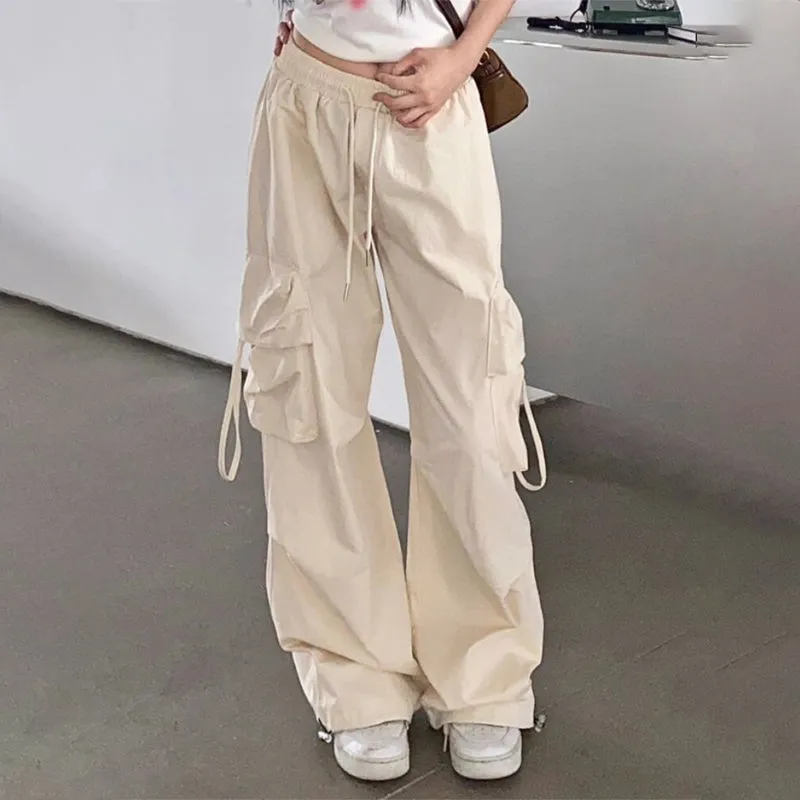 Minimalist Off White Y2K Cargo Pants for Women