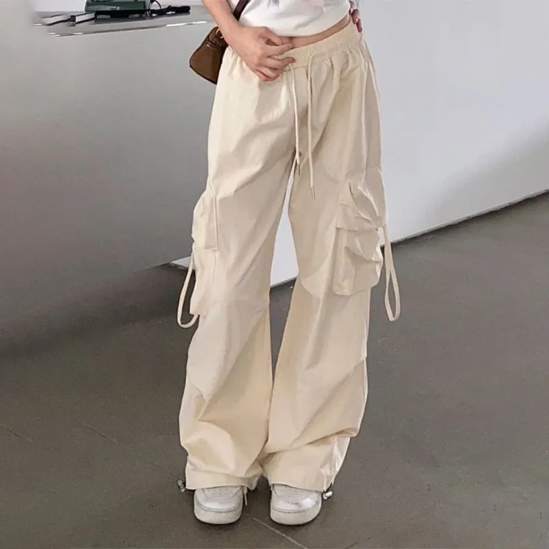 Minimalist Off White Y2K Cargo Pants for Women