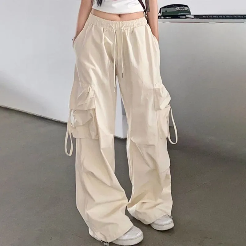 Minimalist Off White Y2K Cargo Pants for Women