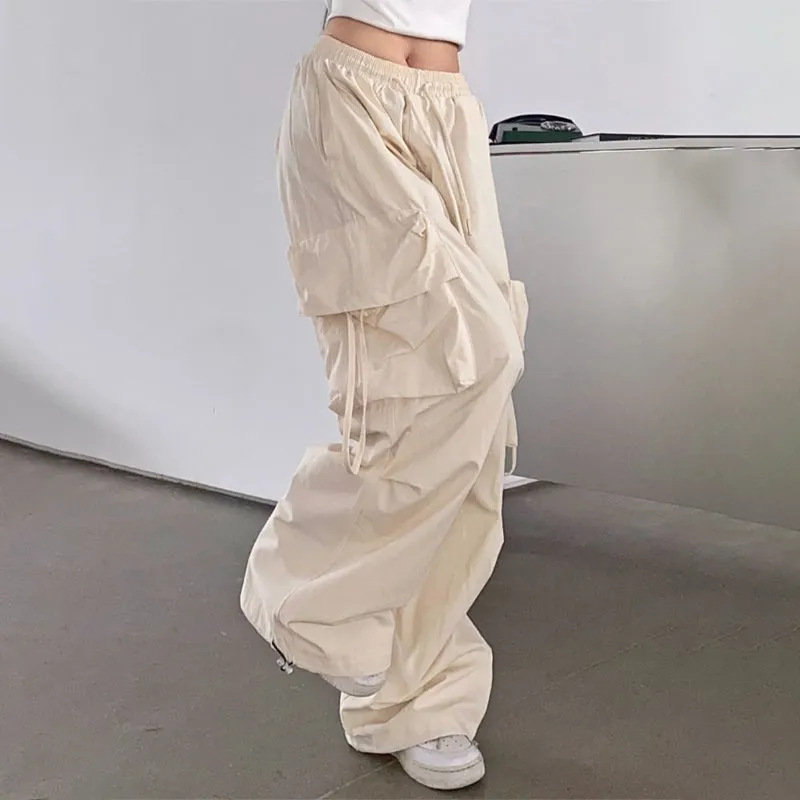 Minimalist Off White Y2K Cargo Pants for Women