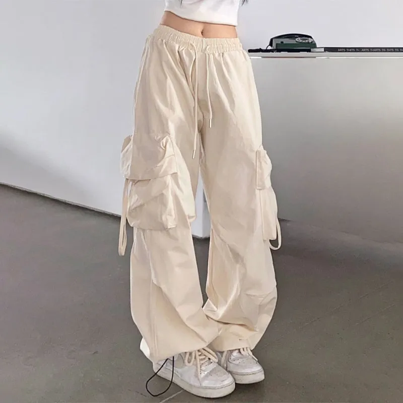 Minimalist Off White Y2K Cargo Pants for Women