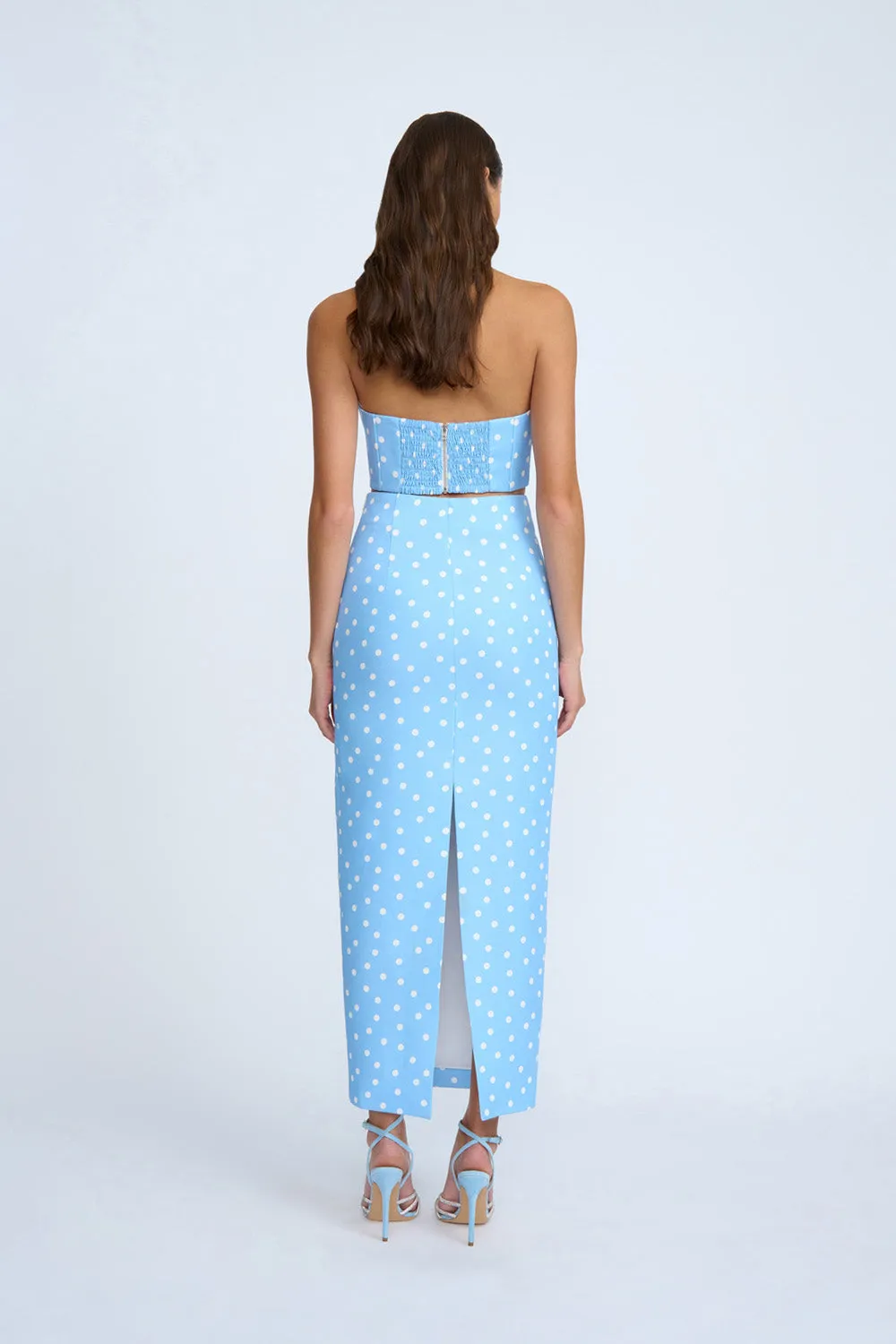 Mira Polka Corset | Final Sale - Sea Blue Ivory