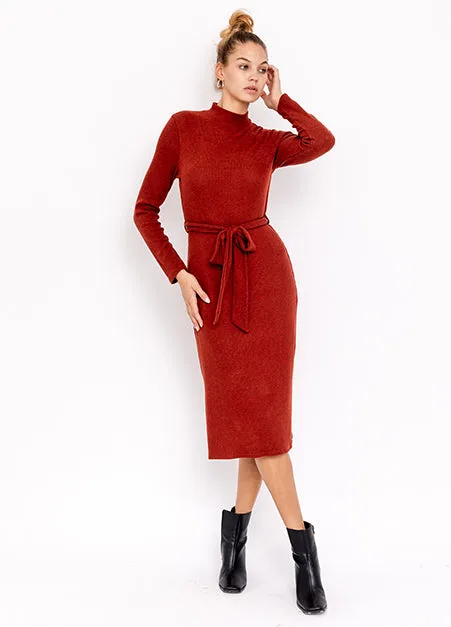 Mock Neck Ribbed Dress