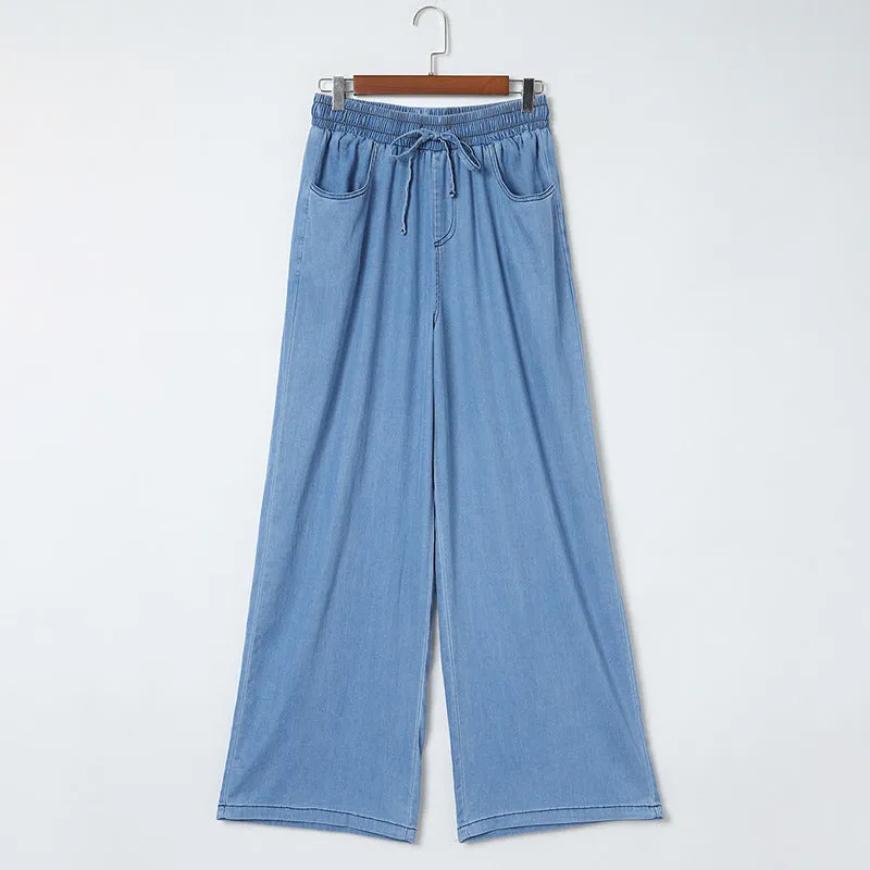 New Summer Women's Wide Leg Jeans European And American High Waist Can Be Worn Outside Trousers Loose Trousers