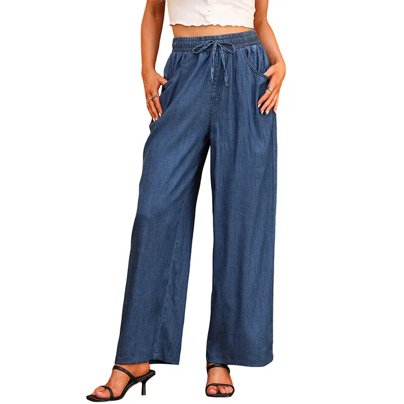 New Summer Women's Wide Leg Jeans European And American High Waist Can Be Worn Outside Trousers Loose Trousers