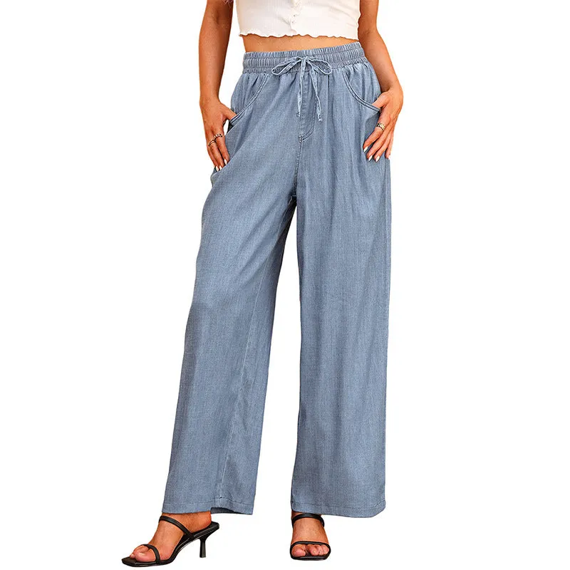 New Summer Women's Wide Leg Jeans European And American High Waist Can Be Worn Outside Trousers Loose Trousers