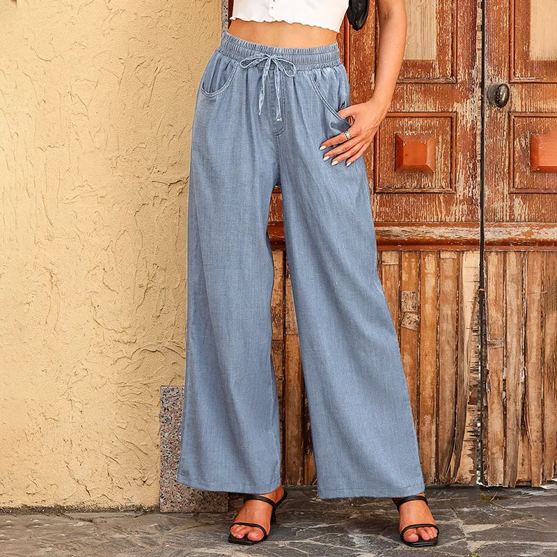 New Summer Women's Wide Leg Jeans European And American High Waist Can Be Worn Outside Trousers Loose Trousers