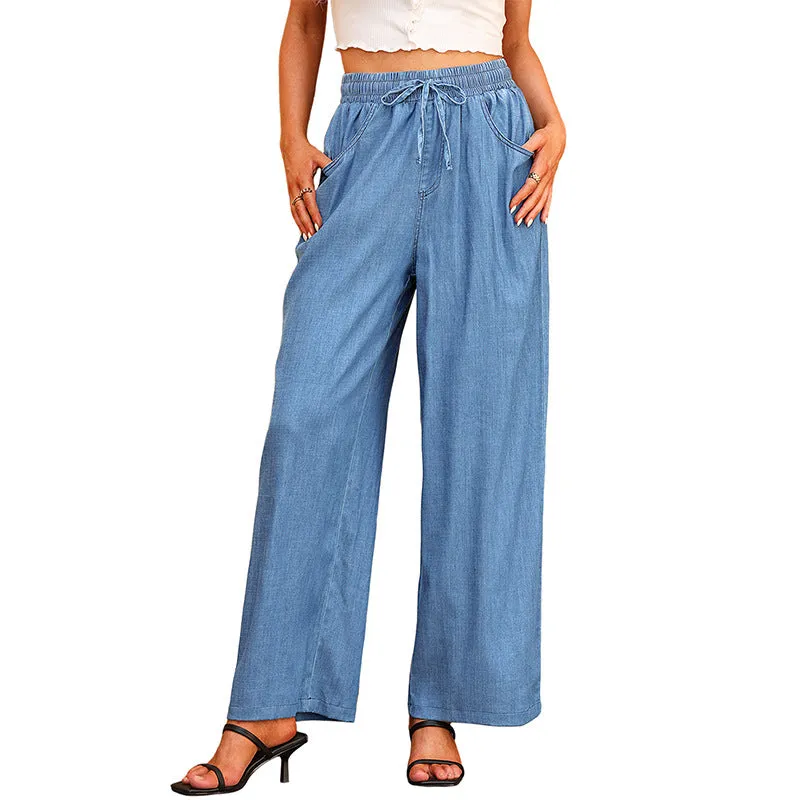 New Summer Women's Wide Leg Jeans European And American High Waist Can Be Worn Outside Trousers Loose Trousers