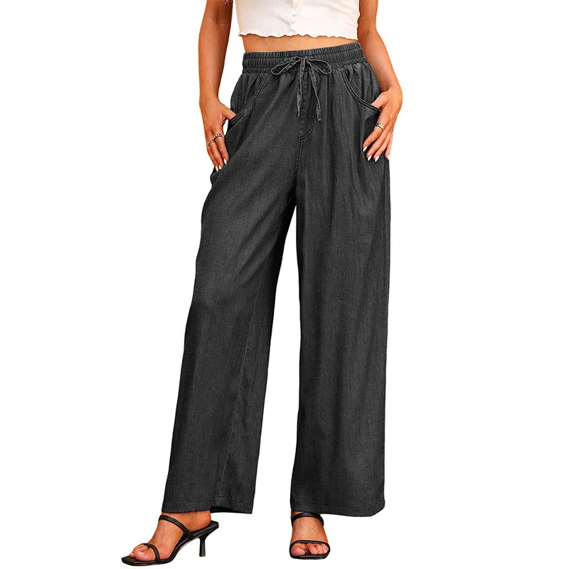 New Summer Women's Wide Leg Jeans European And American High Waist Can Be Worn Outside Trousers Loose Trousers