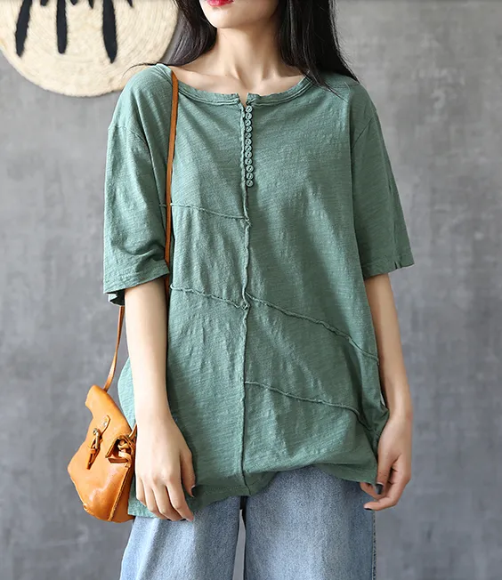 O Neck Summer Women Casual Blouse Cotton Linen Shirts  Women Tops DZA2005242